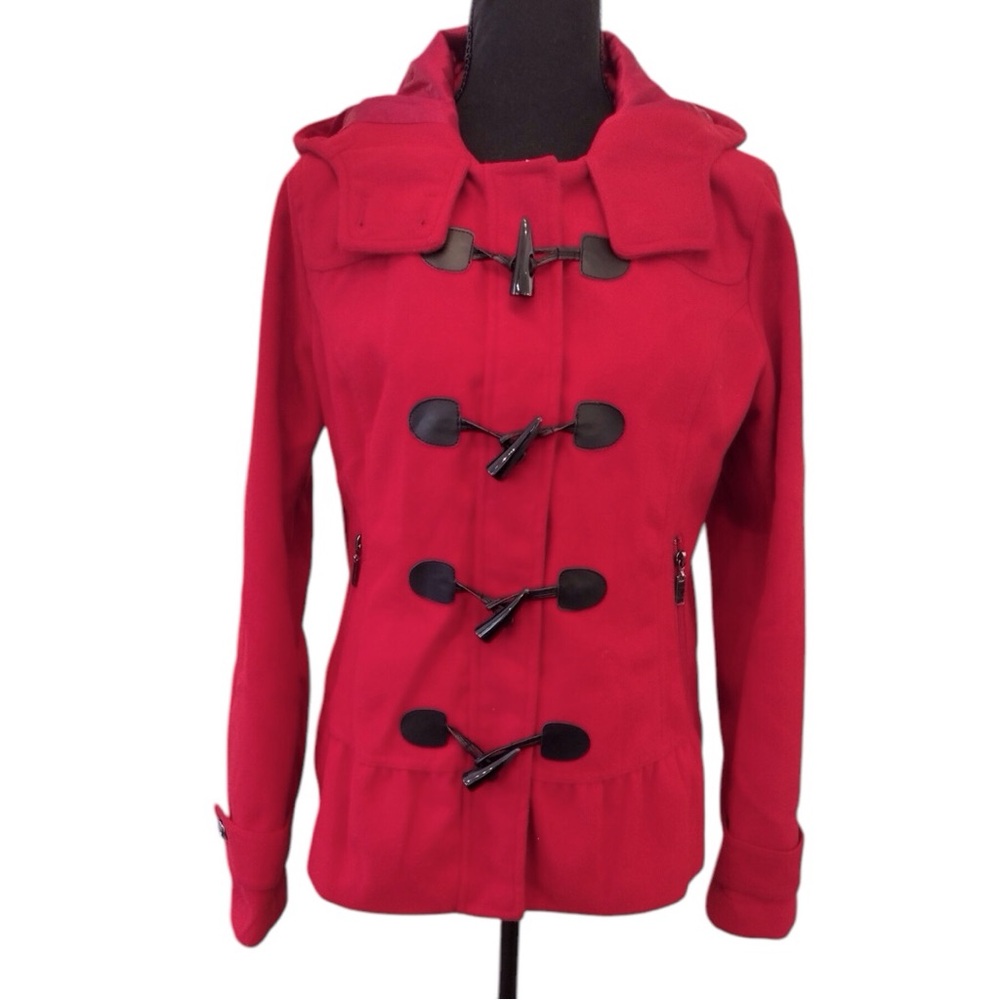 HYDRAULIC Pea Coat Red Size XL Junior Girls Hood Winter Dress Coat Ladies